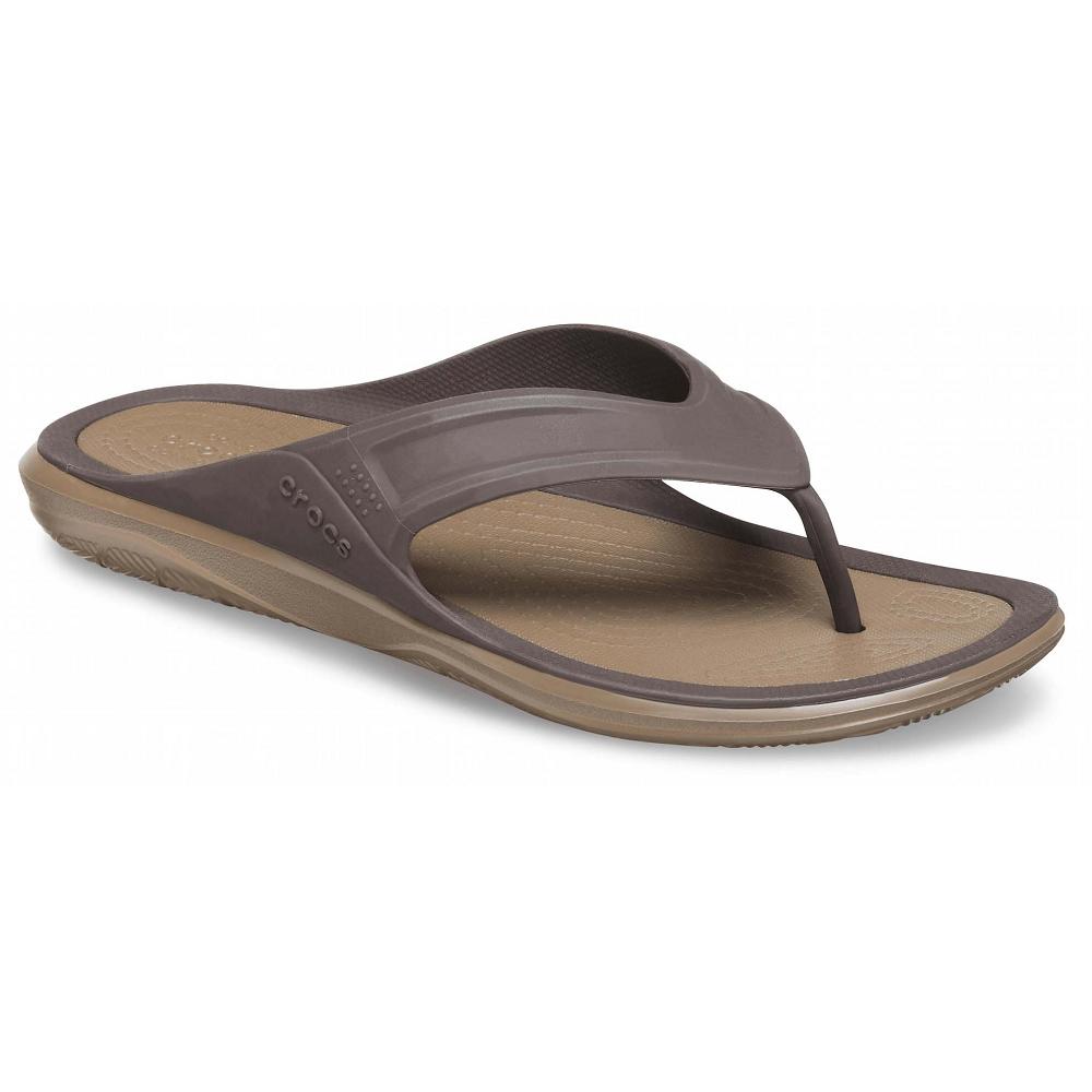 Khaki Men's Crocs Swiftwater™ Wave Flip Sandals | NZ 1208SGLO